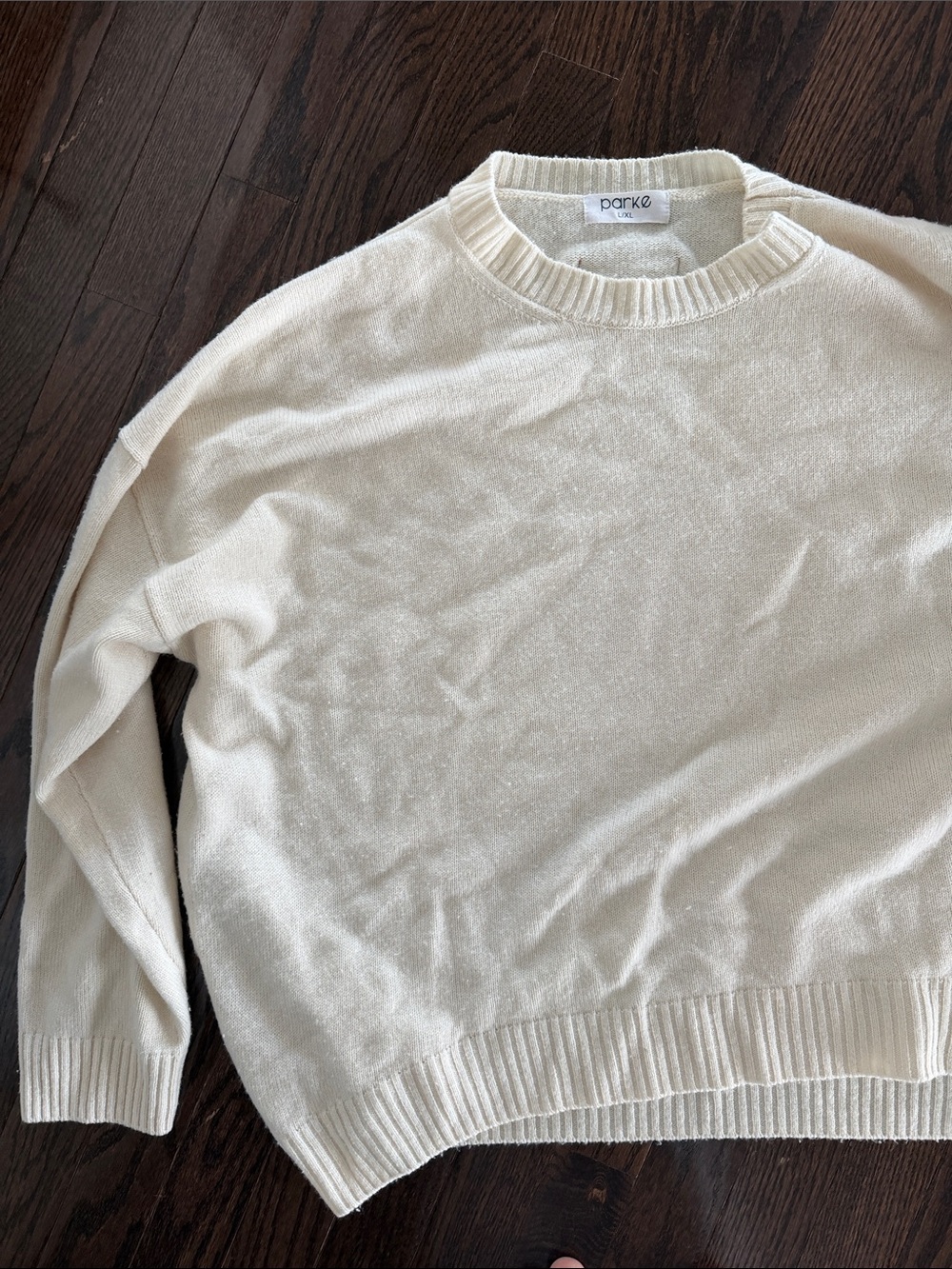 Light Ivory Crewneck Sweater - Relaxed Women's Pullover - Picture 2 of 2